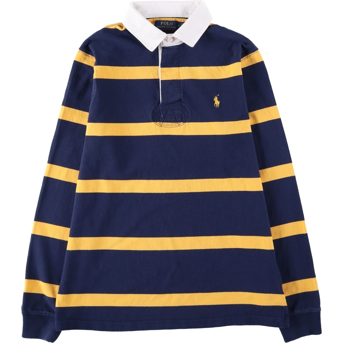 古着 ラルフローレン Ralph Lauren POLO RALPH LAUREN CUSTOM SLIM FIT ボーダー柄 長袖 ラガーシャツ メンズM相当/eaa648947