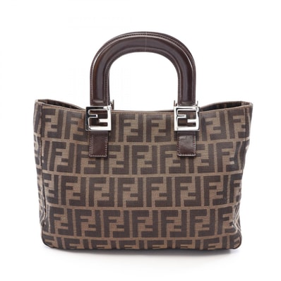 フェンディ FENDI ズッカ トートバッグ バッグ キャンバス レザー レディース ブラウン系 【中古】