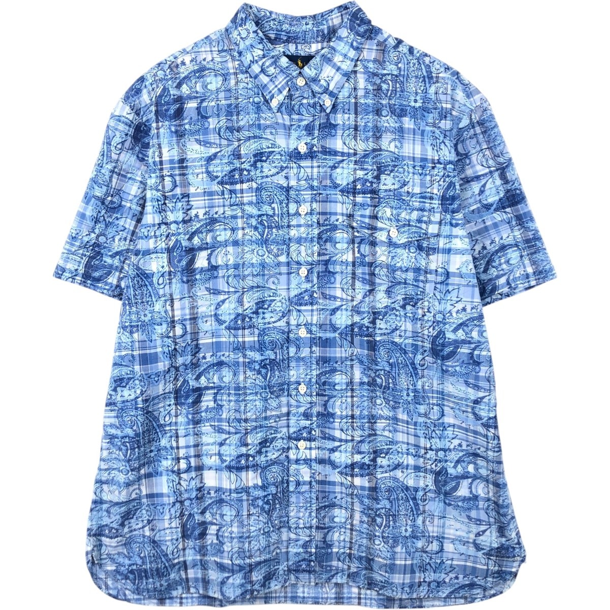 古着 ラルフローレン Ralph Lauren RALPH LAUREN 総柄 チェック柄 ペイズリー柄 半袖 ボタンダウンシャツ メンズXL相当/eaa660138