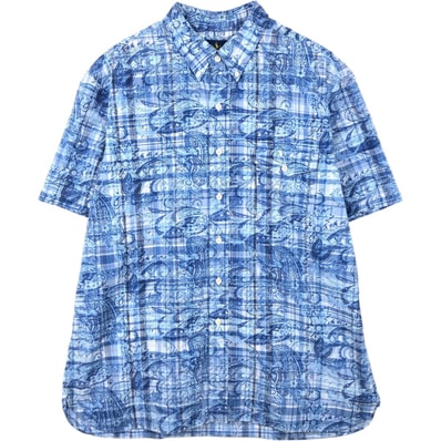 古着 ラルフローレン Ralph Lauren RALPH LAUREN 総柄 チェック柄 ペイズリー柄 半袖 ボタンダウンシャツ メンズXL相当/eaa660138