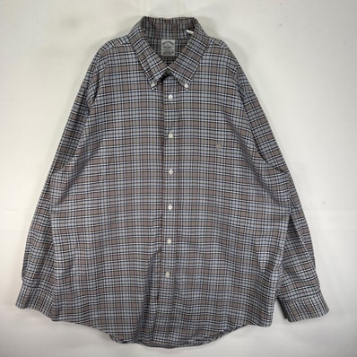 古着 ブルックスブラザーズ Brooks Brothers 長袖シャツ ワンポイント XL グレー系 チェック メンズ