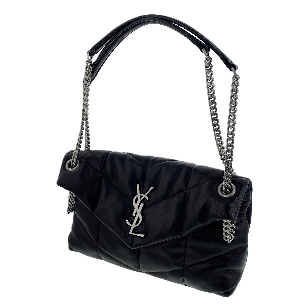 YVES SAINT LAURENT イヴ・サンローラン ショルダーバッグ パファー トイ チェーンショルダー バッグ 759337 レザー ブラック レディース【中古】