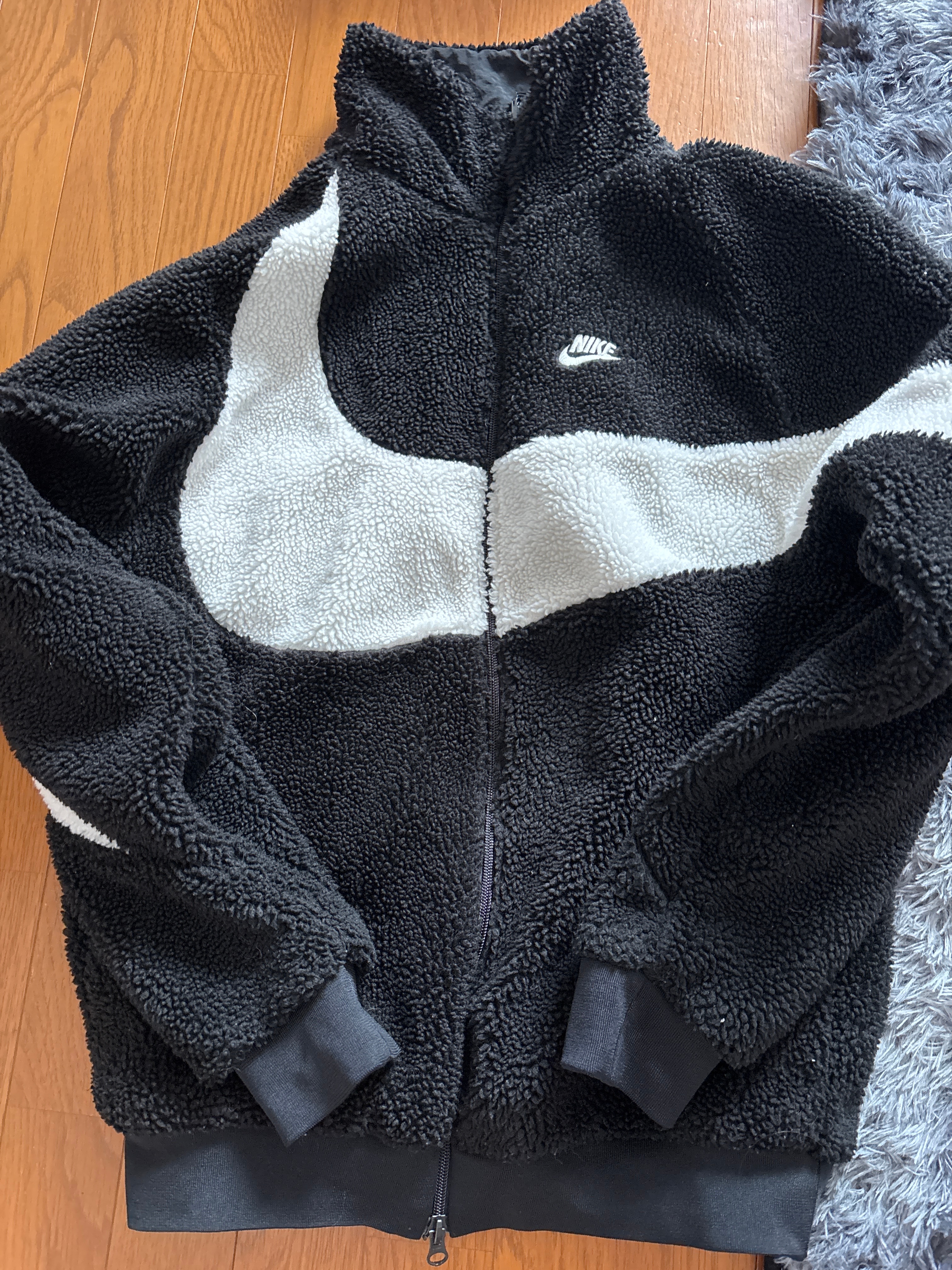 Nike Big Swoosh Reversible Boa Jacket "Black Sail"