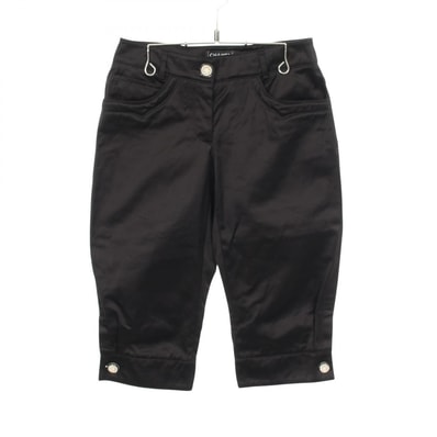 シャネル CHANEL ココマーク ラインストーンフラワーボタン パンツ 衣料品 ボトムス コットン レディース ブラック系 P45186V18055 【中古】