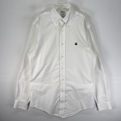 古着 ブルックスブラザーズ Brooks Brothers 長袖シャツ ボタンダウン ワンポイント S ホワイト系 無地 メンズ