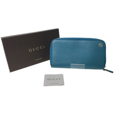 GUCCI グッチ アウトレット ラウンドジップ 長財布 インターロッキングG 449347 ブルーグリーン