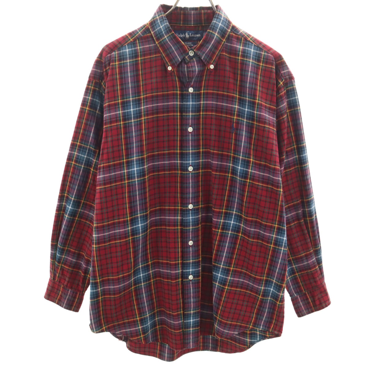 RALPH LAUREN ラルフローレン チェック柄 長袖 ボタンダウンシャツ L レッド