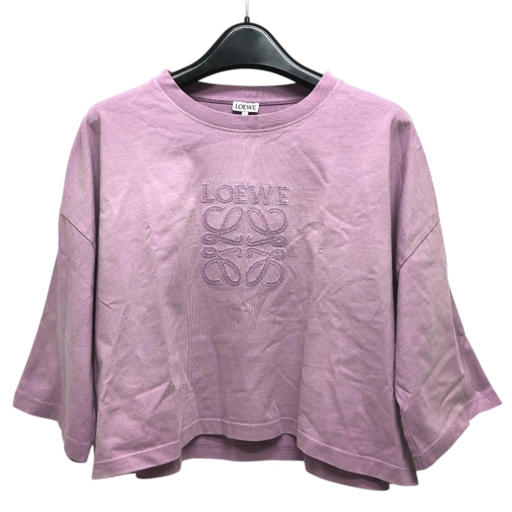 ロエベ LOEWE アナグラム ストレッチ S359Y22X88 アパレル クロップド丈 ロゴT 刺繍 トップス 半袖Tシャツ コットン ピンク
