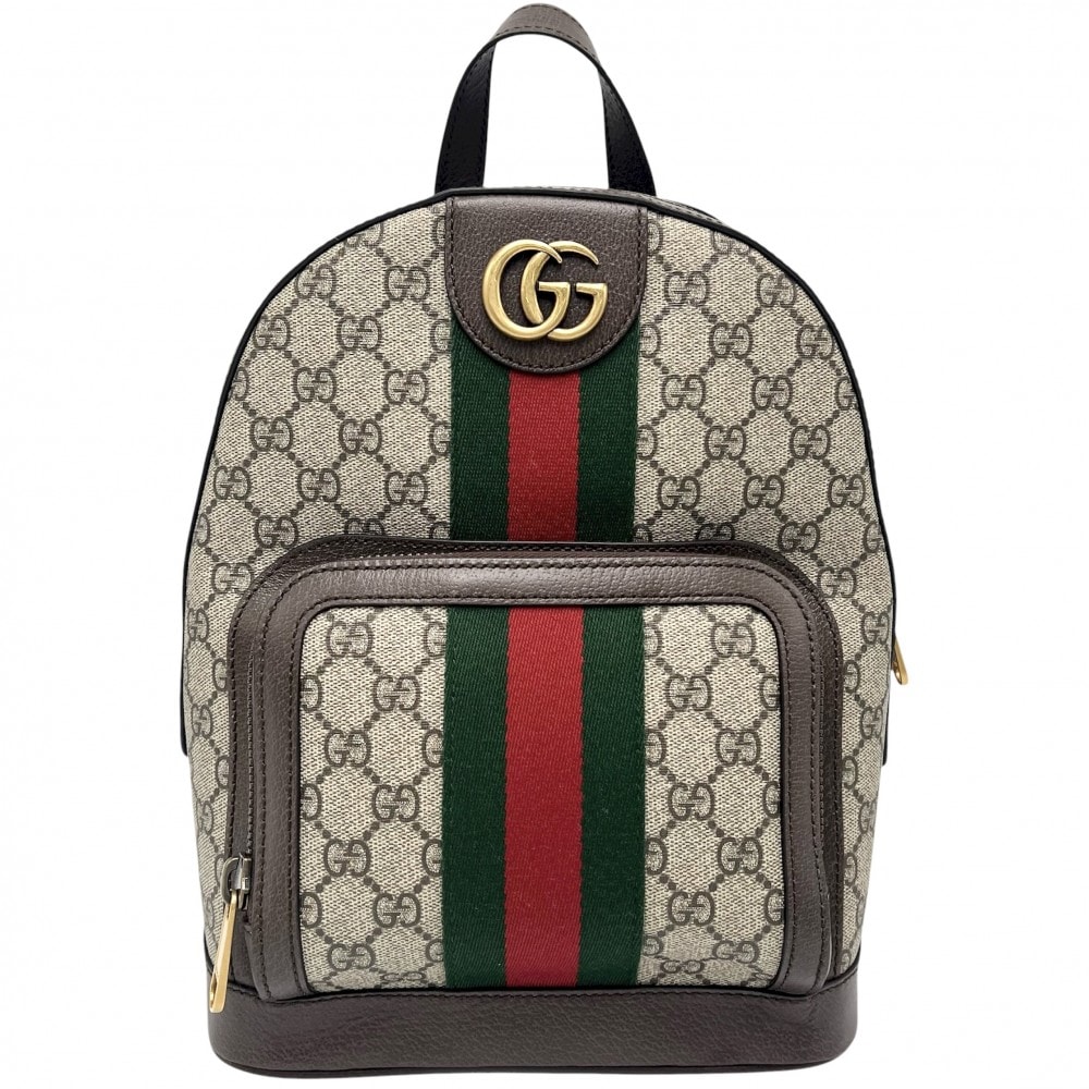 GUCCI グッチ リュック オフィディア スモールバックパック シェリーライン メンズ レディース 男女兼用 547965 GGスプリームキャンバス  レザー   ベージュ ブラウン 茶 ゴールド金具 ユニセックス 美品【中古品】