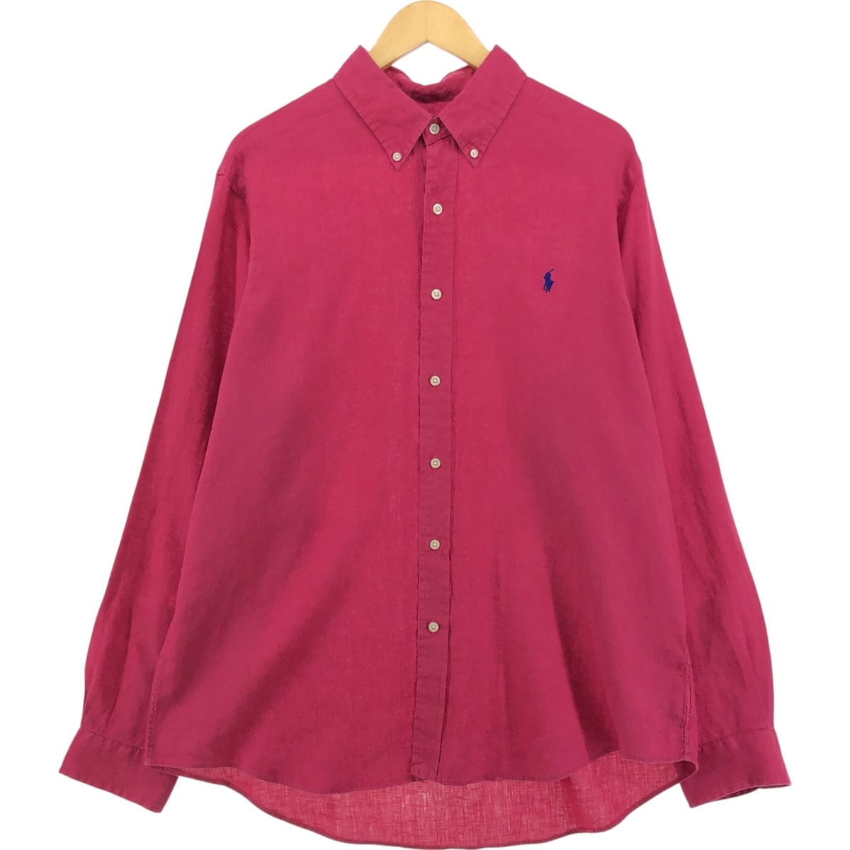 古着 ラルフローレン Ralph Lauren CLASSIC FIT クラシックフィット 長袖 リネン ボタンダウンシャツ メンズXL相当/eaa560805