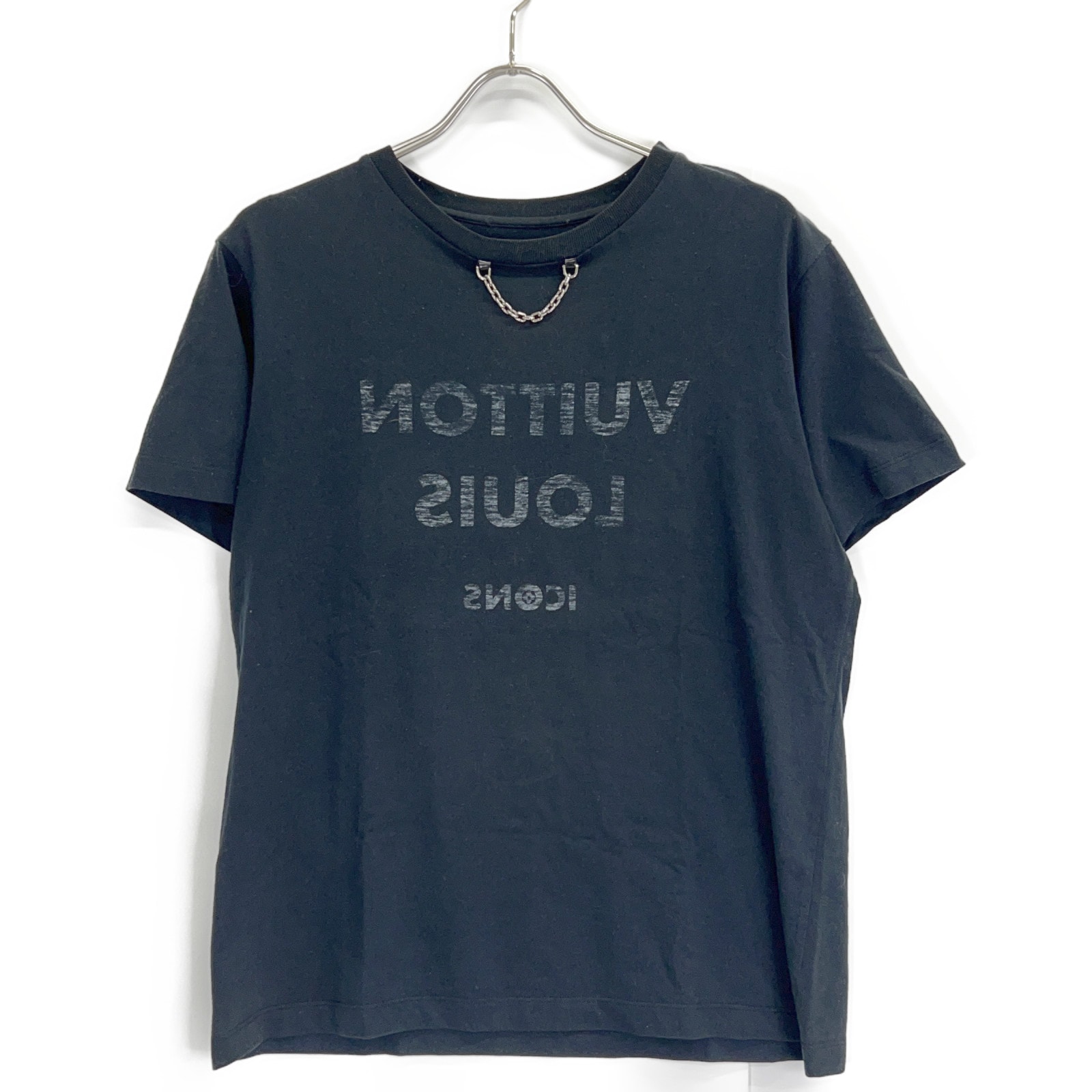 ルイヴィトン 20年製 RW201W ブラック 反転ロゴ チェーン Tシャツ 表記なし