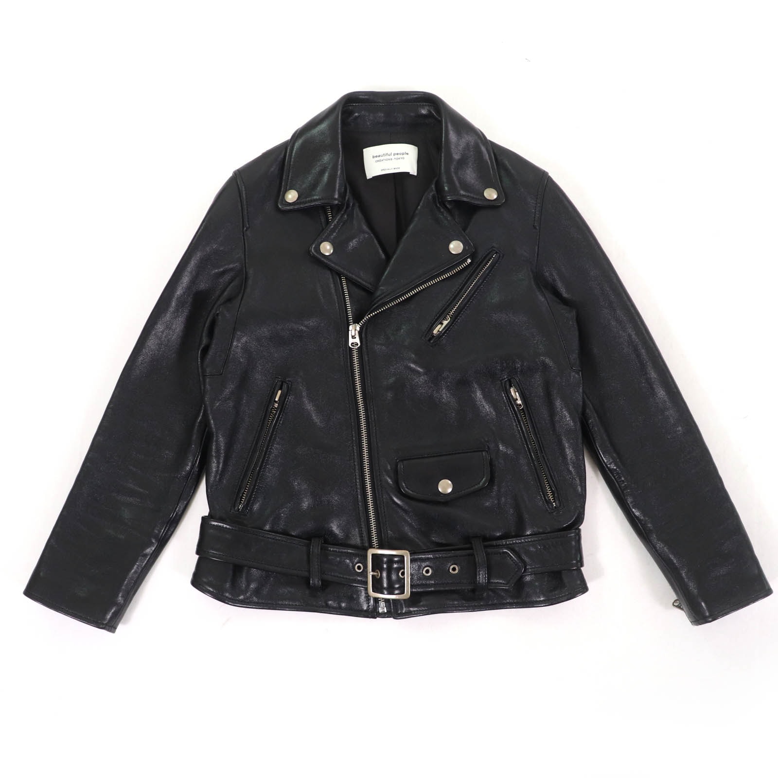 美品 ビューティフルピープル
 ライダースジャケット ブラック キッズ 140 1825402411