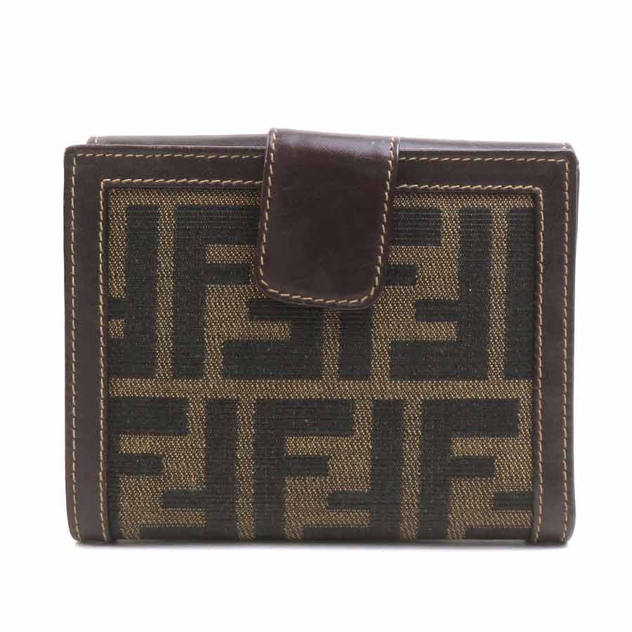 フェンディ FENDI 二つ折り財布 ズッカ キャンバス/レザー ブラウン レディース【中古】 e61317a