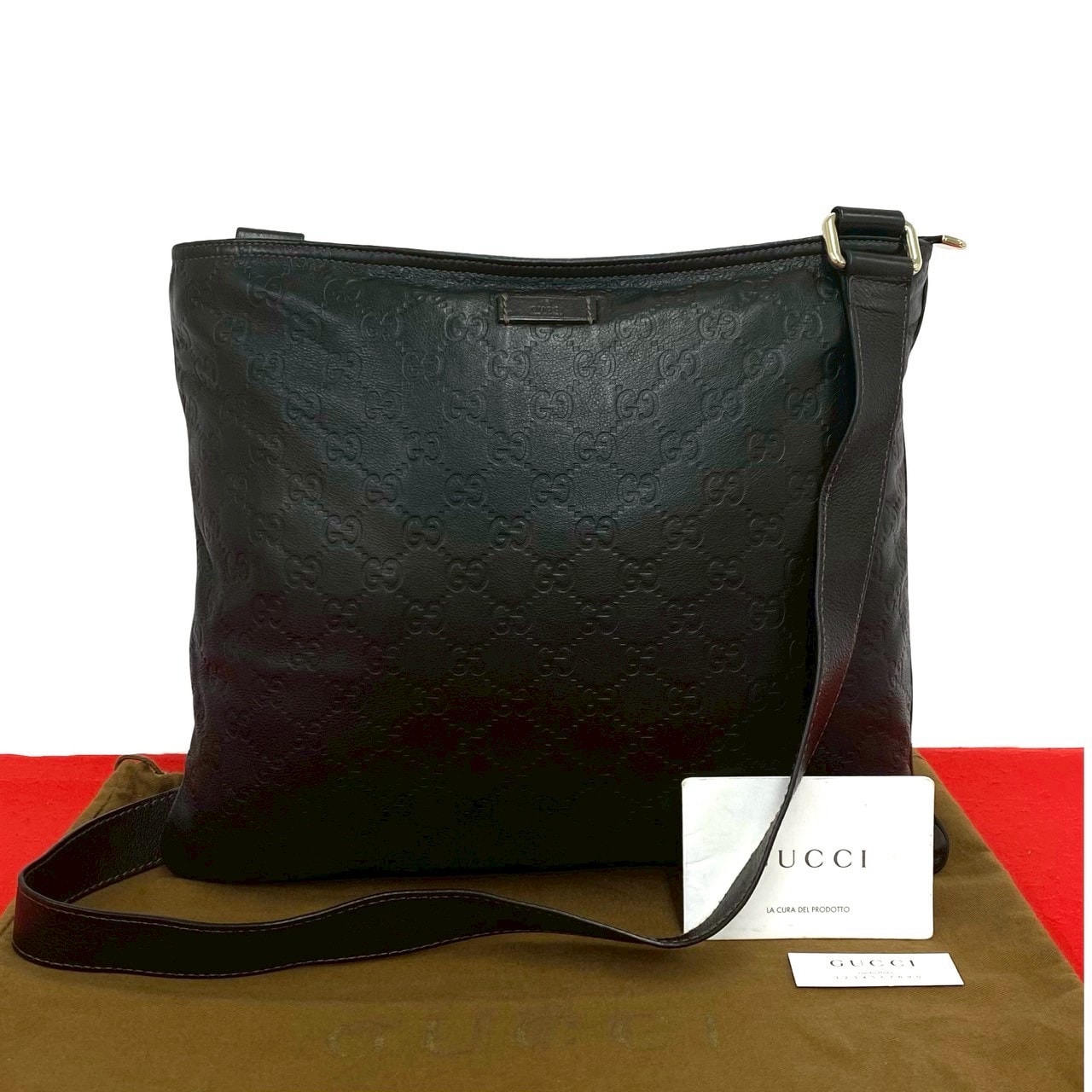 GUCCI グッチ グッチシマ レザー ショルダーバッグ ブラウン
 57693