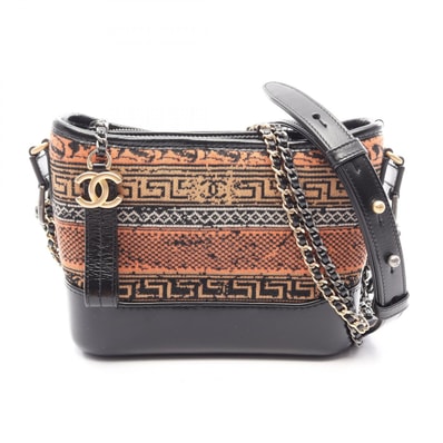 シャネル CHANEL ガブリエル ドゥ シャネル スモール ホーボー コンビ金具 ショルダーバッグ バッグ レザー ニット レディース オレンジ系 / ブラック系 / マルチカラー 【中古】
