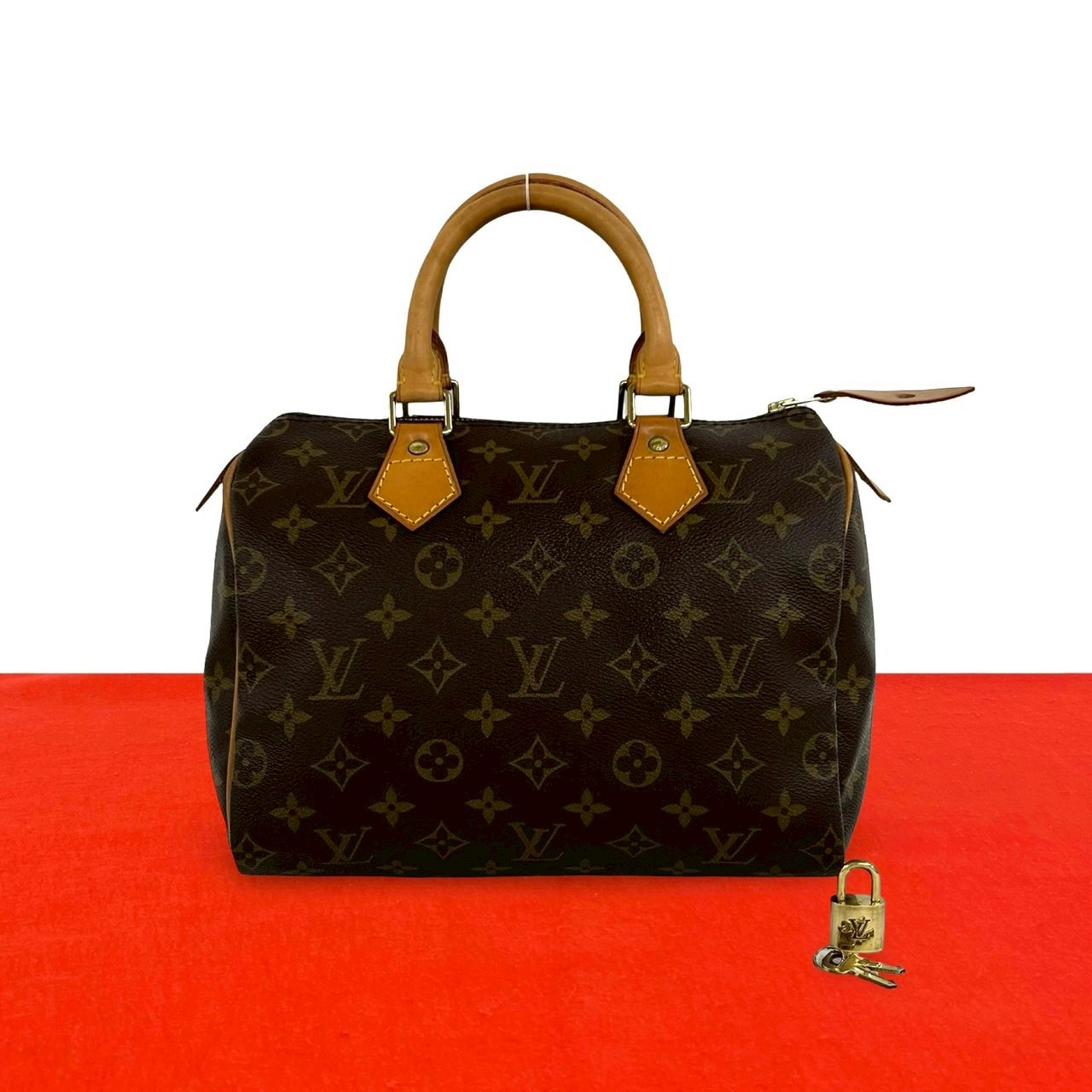 LOUIS VUITTON ルイヴィトン スピーディ 25 モノグラム PVC レザー ハンドバッグ ブラウン
 28674