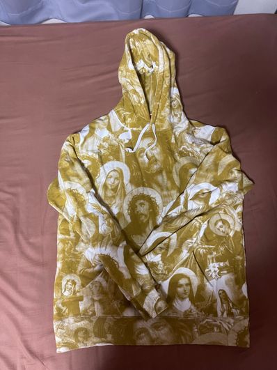 Supreme Jesus and Mary Hooded Sweatshirt "Yellow"