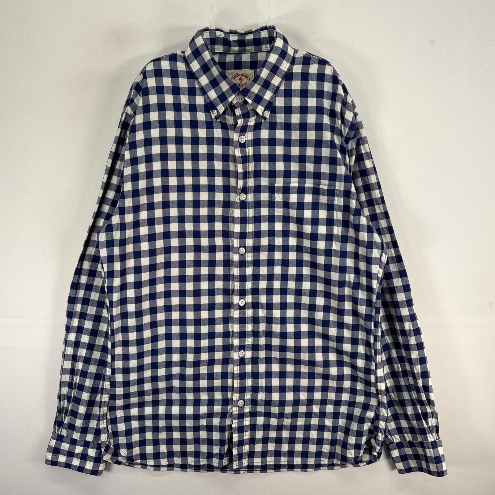 古着 ブルックスブラザーズ Brooks Brothers 長袖シャツ 胸ポケ ボタンダウン M  ネイビー系 チェック メンズ