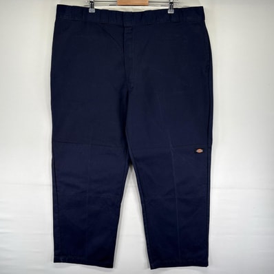 古着 ディッキーズ Dickies パンツ ワーク チノパン ダブルニー テーパード ワンポイントロゴ W46 L32 ネイビー系 メンズ