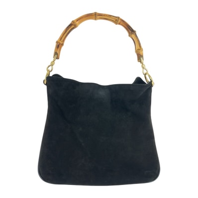 GUCCI グッチ バンブー ブラック 黒 ゴールド金具 スウェード ショルダーバッグ 1-0296080 【中古】