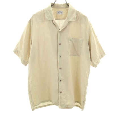 Burberrys バーバリーズ 90s リネン オールド 半袖 オープンカラーシャツ L ベージュ