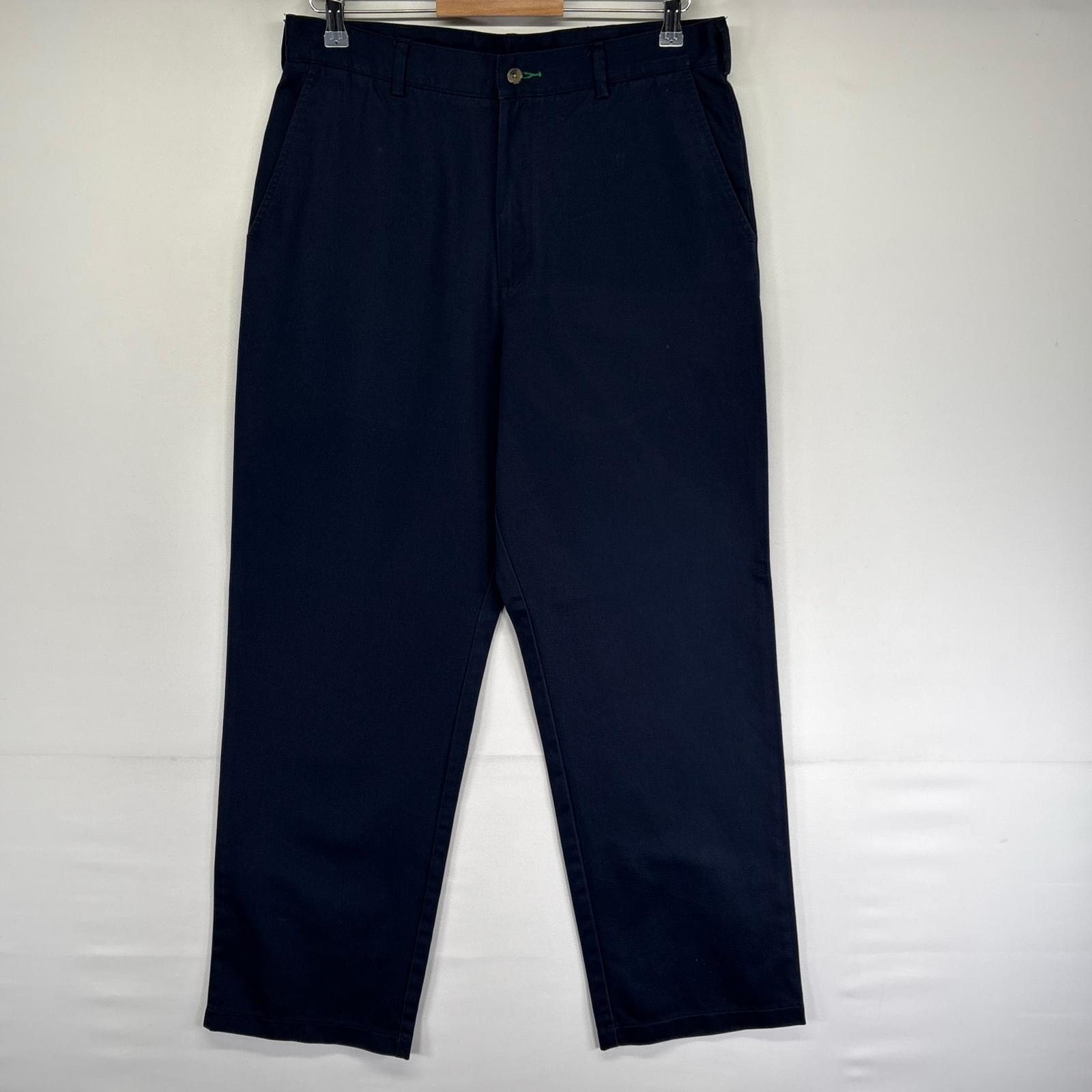 古着 トミーヒルフィガー TOMMY HILFIGER パンツ ジッパーフライ ストレート ワンポイントロゴ 旧ロゴ w34 L32  ネイビー系 メンズ