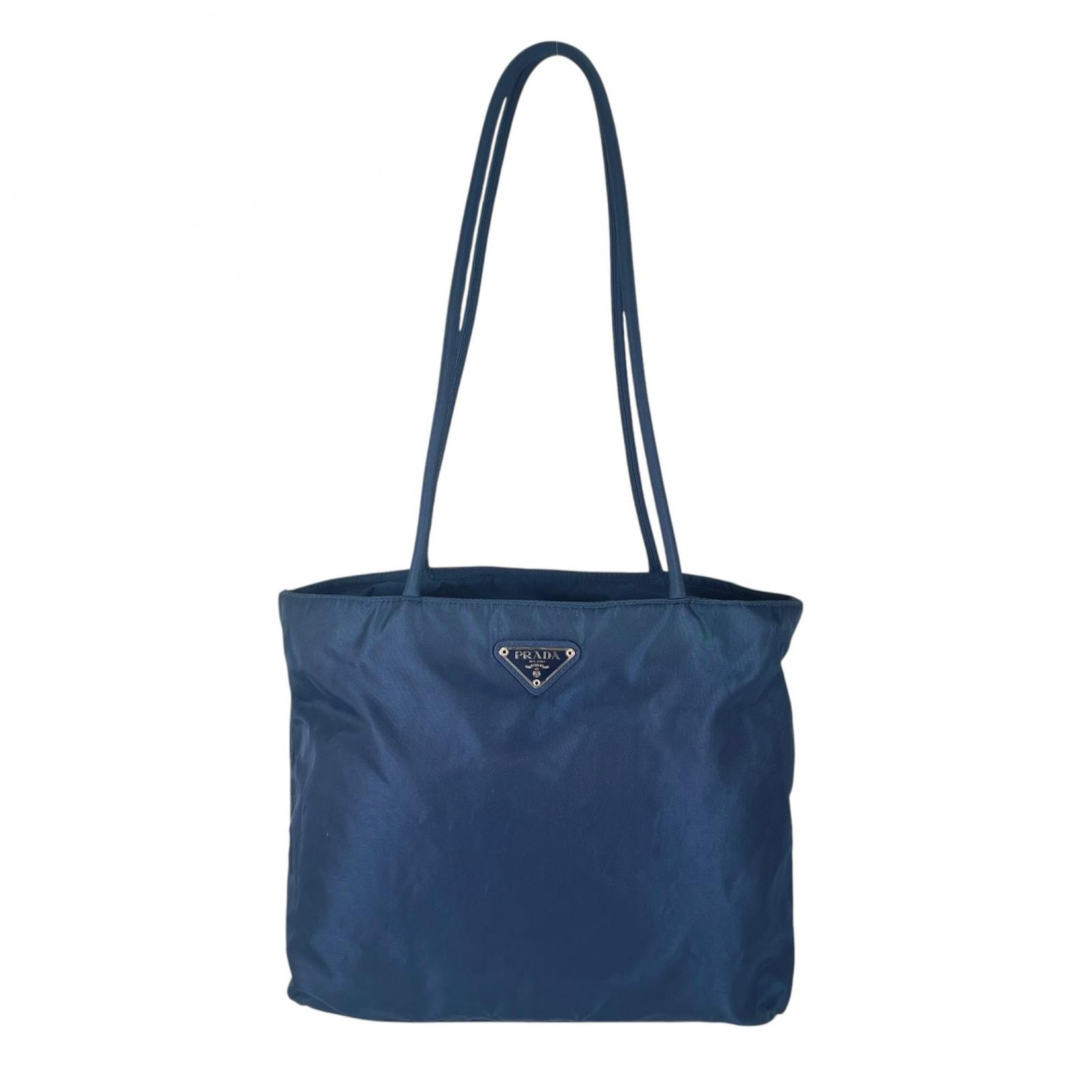 PRADA プラダ 三角ロゴ ショルダーバッグ ナイロン ブルー レディース【中古】