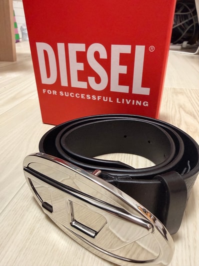 Diesel B-1Dr 2.0 4Cm Leather Belt With Oval D Plaque "Black"