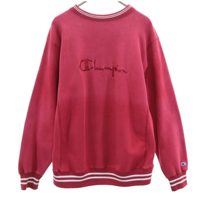 Champion チャンピオン 90s リバースウィーブ USA製 刺繍タグ オールド 長袖 スウェット トレーナー L 赤 裏起毛
