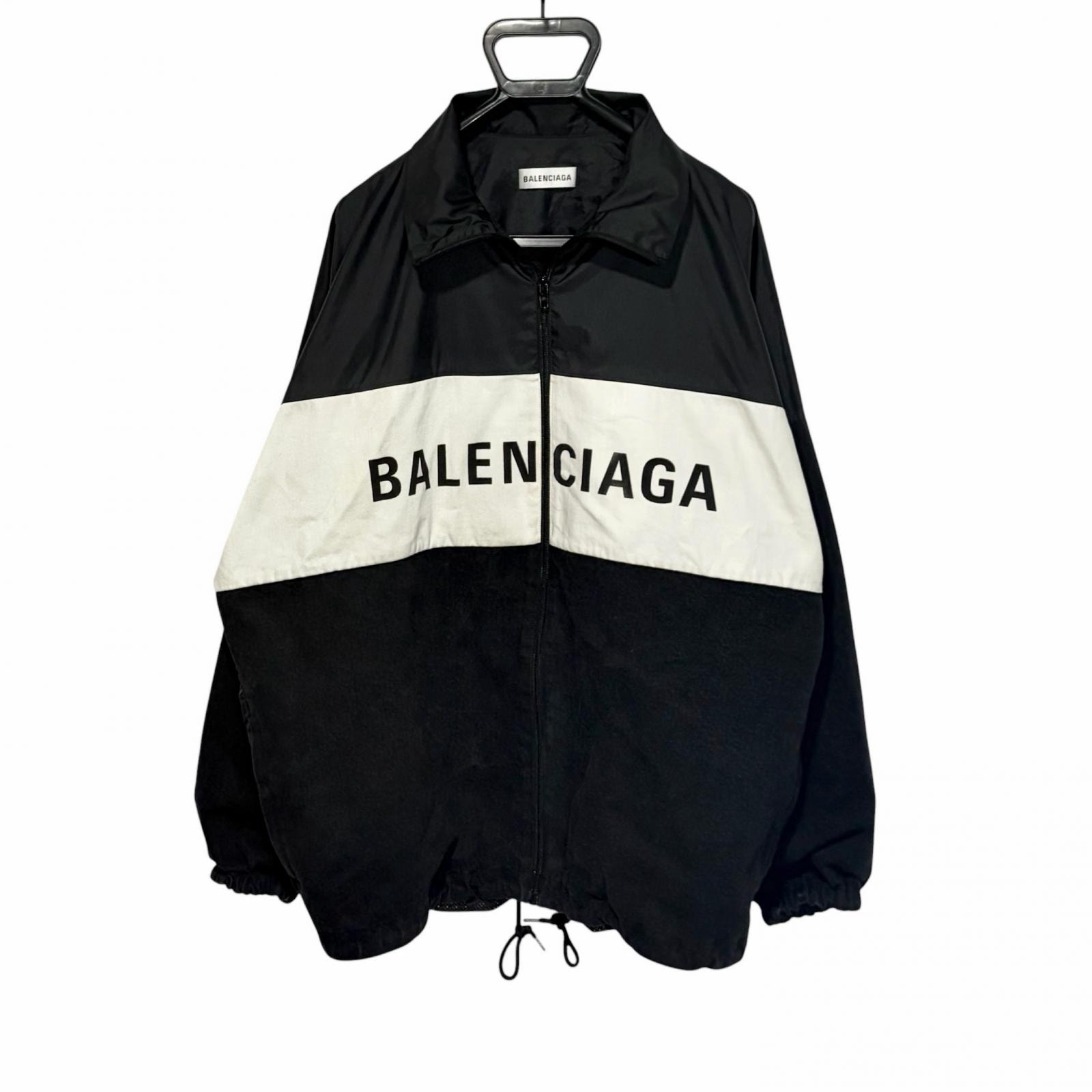 バレンシアガブラック×ホワイト529213 ナイロンジャケット メンズ