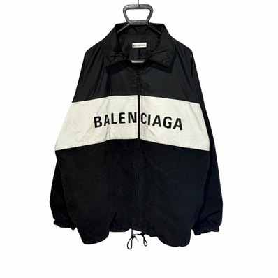 バレンシアガブラック×ホワイト529213 ナイロンジャケット メンズ
