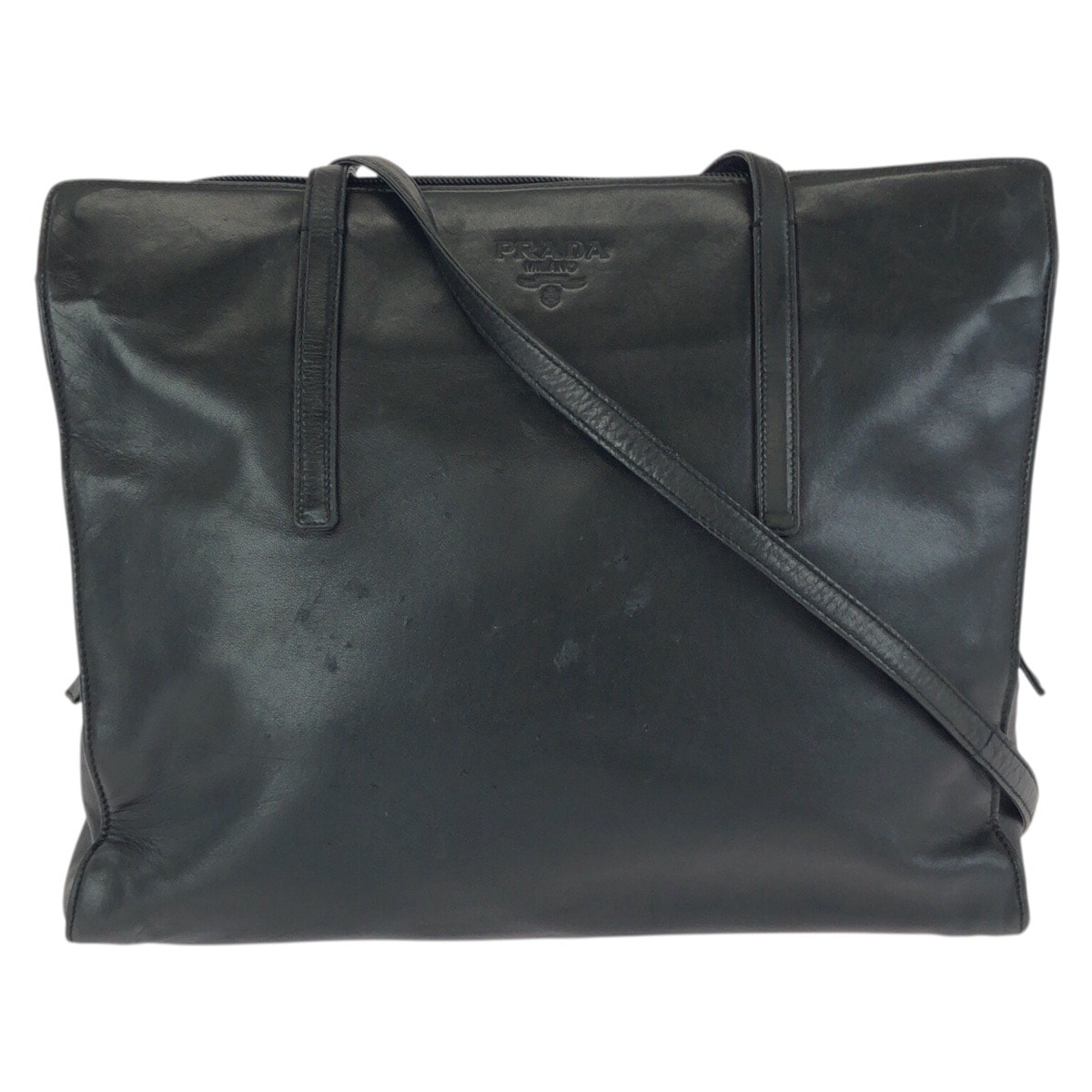 PRADA プラダ ブラック 黒 シルバー金具 レザー ショルダーバッグ 602443 【中古】