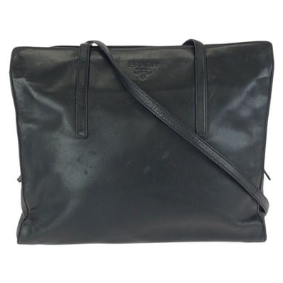 PRADA プラダ ブラック 黒 シルバー金具 レザー ショルダーバッグ 602443 【中古】