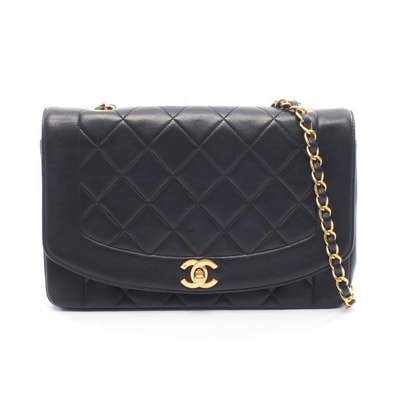 シャネル CHANEL マトラッセ ダイアナフラップ ショルダーバッグ バッグ ラムスキン(羊革) レディース ブラック系 【中古】