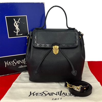 YVES SAINT LAURENT イヴ・サンローラン YSL ロゴ カットアウト レザー ショルダーバッグ ブラック
37675
