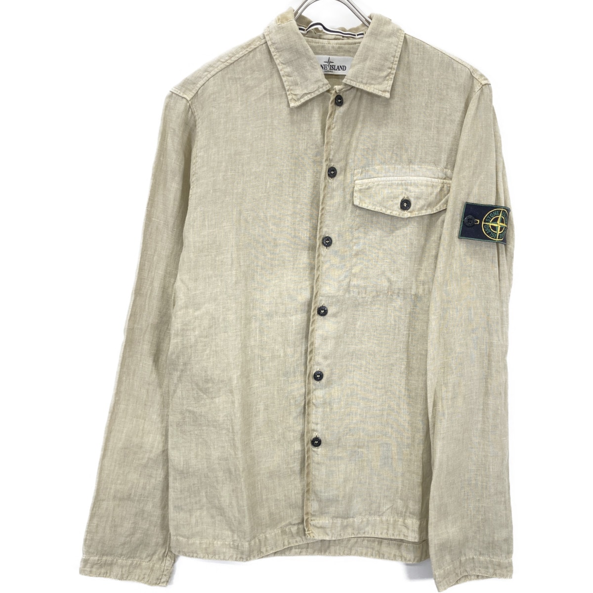 ストーンアイランド 561510501 ﾍﾞｰｼﾞｭ ﾘﾈﾝ ﾛﾝｸﾞｽﾘｰﾌﾞｼｬﾂ S