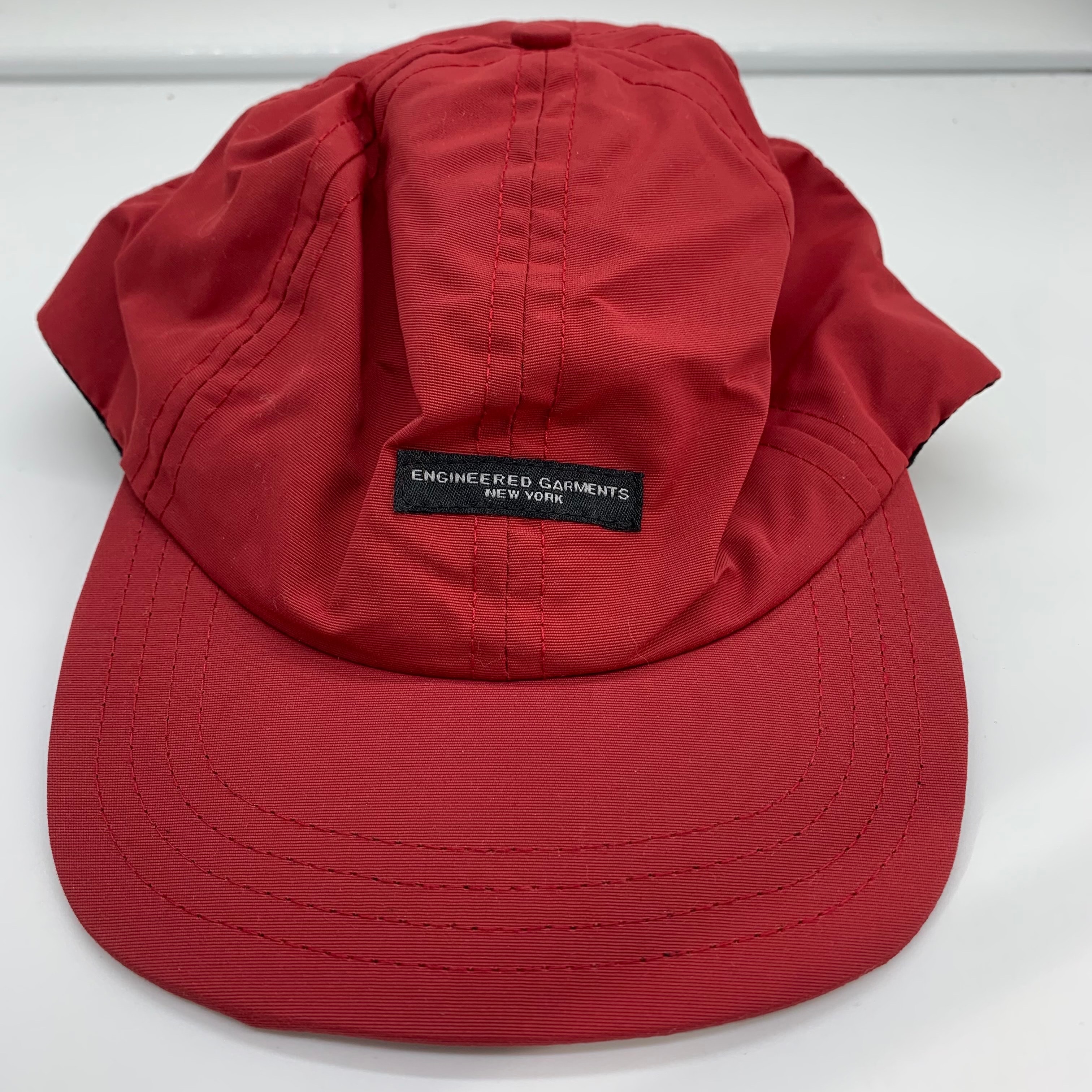 ENGINEERED GARMENTS NYLON PANEL CAP Red