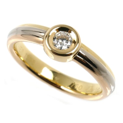 CARTIER カルティエ K18YG/PG/WG モノストーン スリーカラー リング・指輪 ダイヤモンド 12号 52 5.0g レディース【中古】【美品】