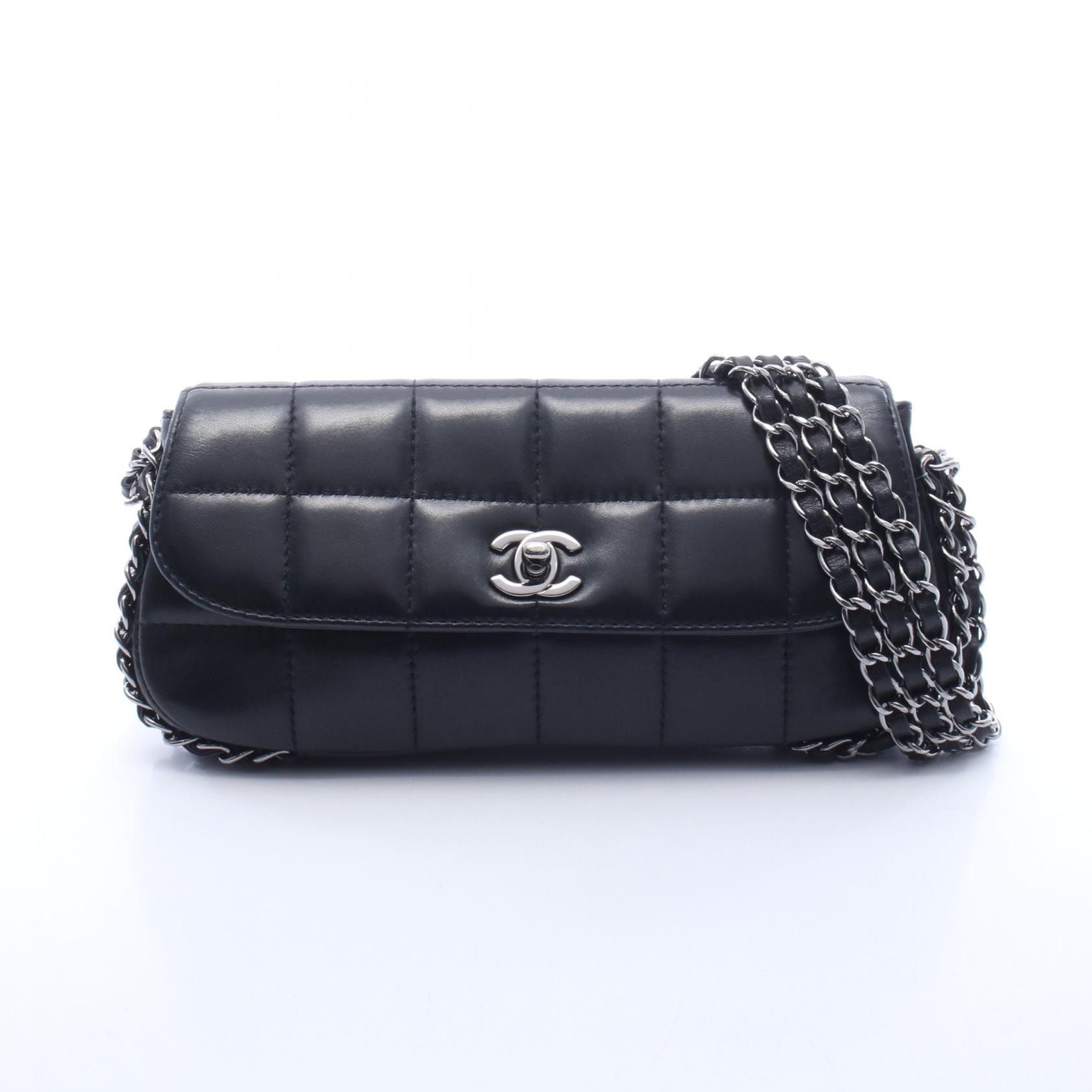 シャネル CHANEL チョコバー ショルダーバッグ バッグ ラムスキン(羊革) レディース ブラック系 【中古】