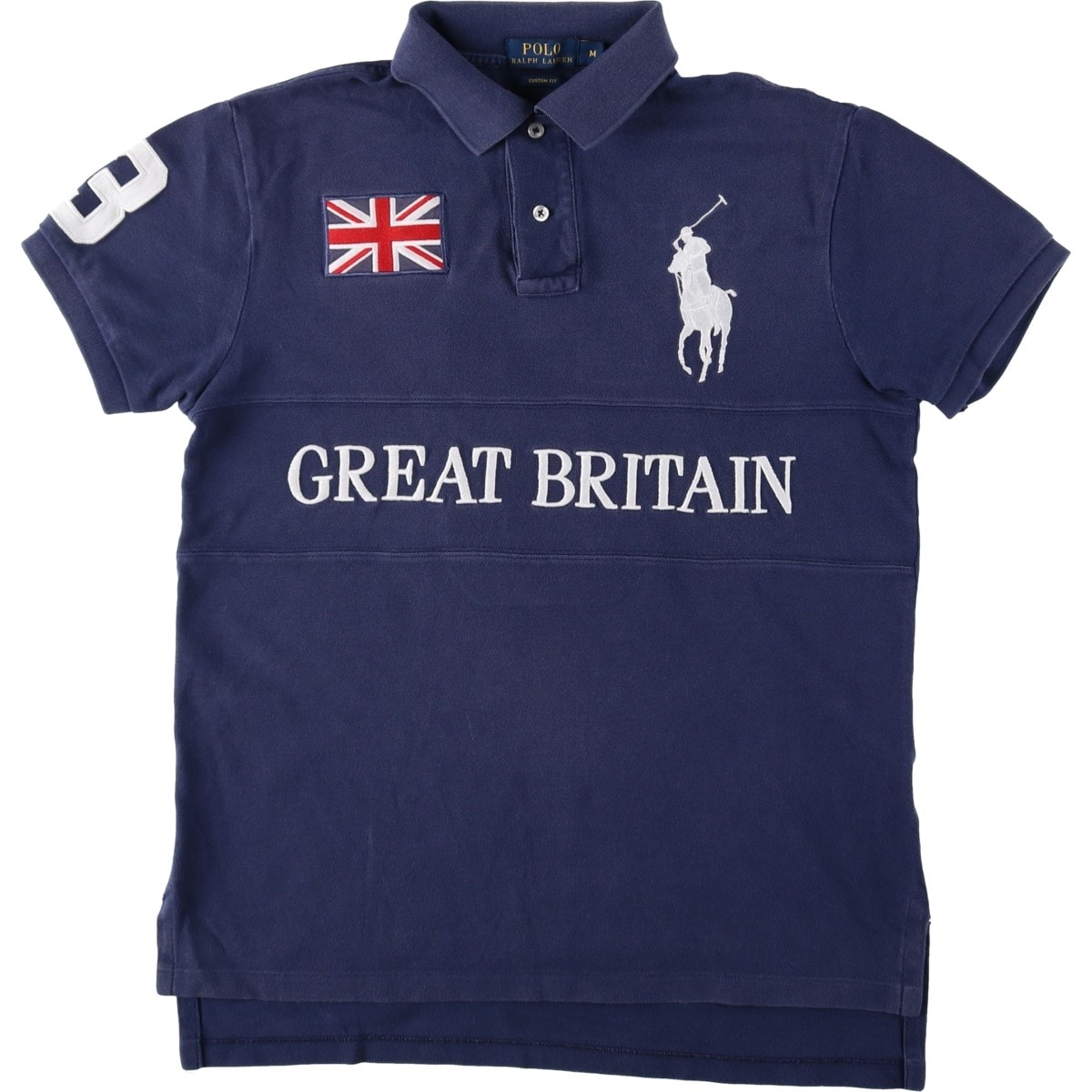 古着 ラルフローレン Ralph Lauren POLO RALPH LAUREN CUSTOM SLIM FIT 星条旗柄 ビッグポニー 半袖 ポロシャツ メンズM相当/eaa657669