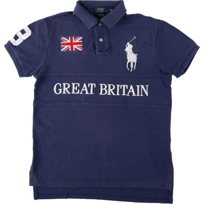 古着 ラルフローレン Ralph Lauren POLO RALPH LAUREN CUSTOM SLIM FIT 星条旗柄 ビッグポニー 半袖 ポロシャツ メンズM相当/eaa657669