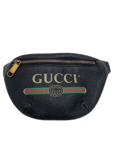 GUCCI Vintage Logo Print Leather Small Belt Bag "Black"