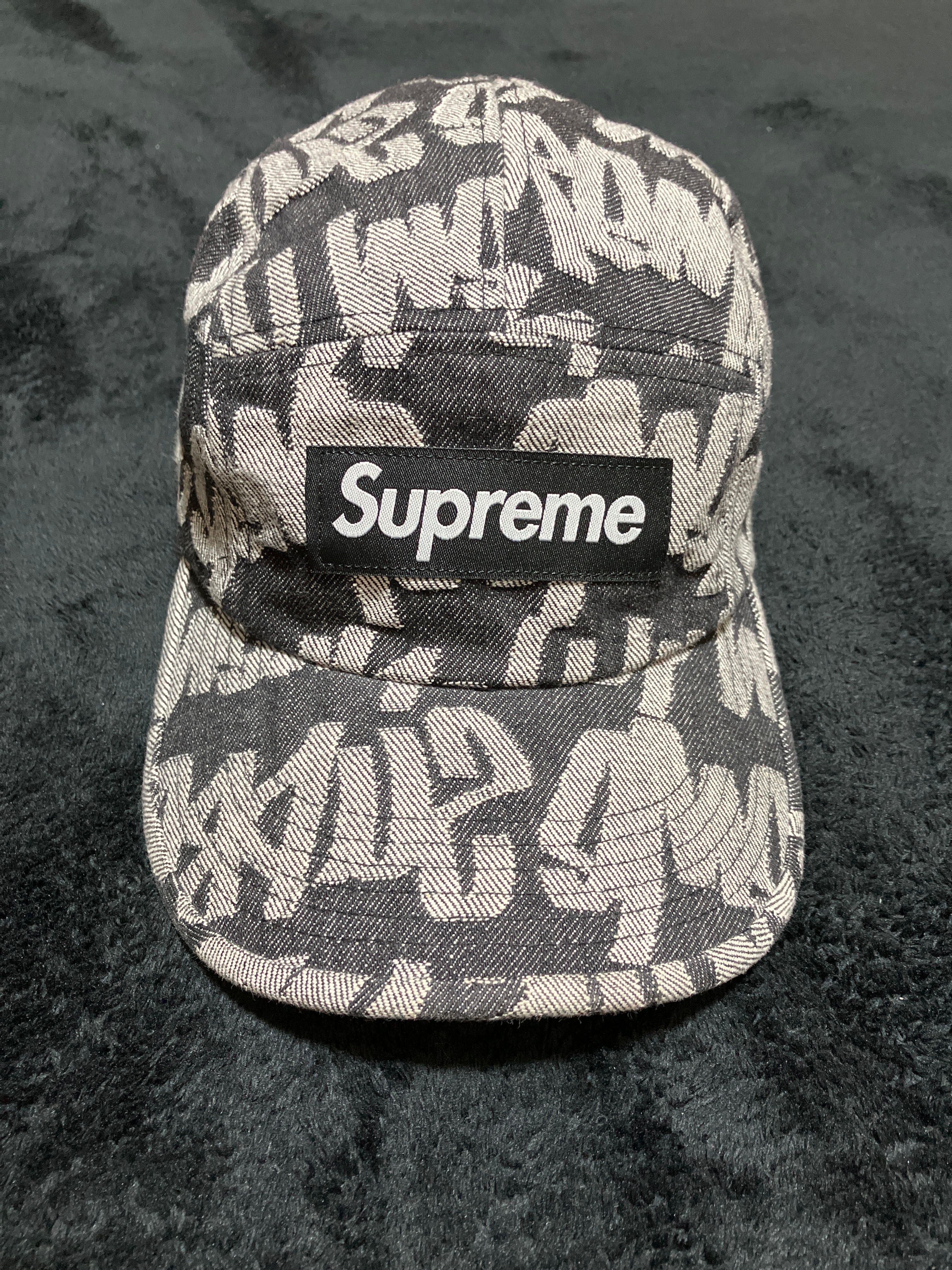 Supreme Fat Tip Jacquard Denim Camp Cap "Black"