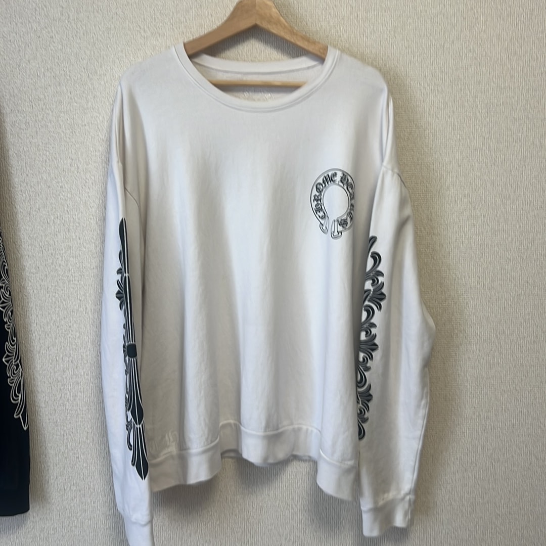 Chrome Hearts Floral Cross Horseshoe Back Print Sweatshirt "White"