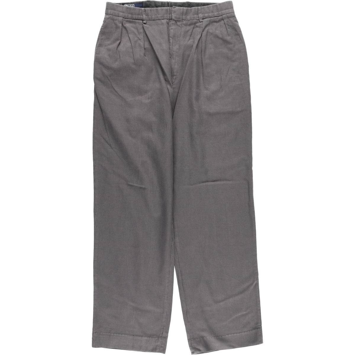 古着 ラルフローレン Ralph Lauren POLO by Ralph Lauren 千鳥格子柄 ツータック コットン スラックスパンツ メンズw32相当/eaa612060