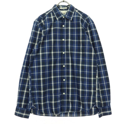 H&M エイチアンドエム チェック柄 長袖 コットンシャツ S ネイビー系 regular