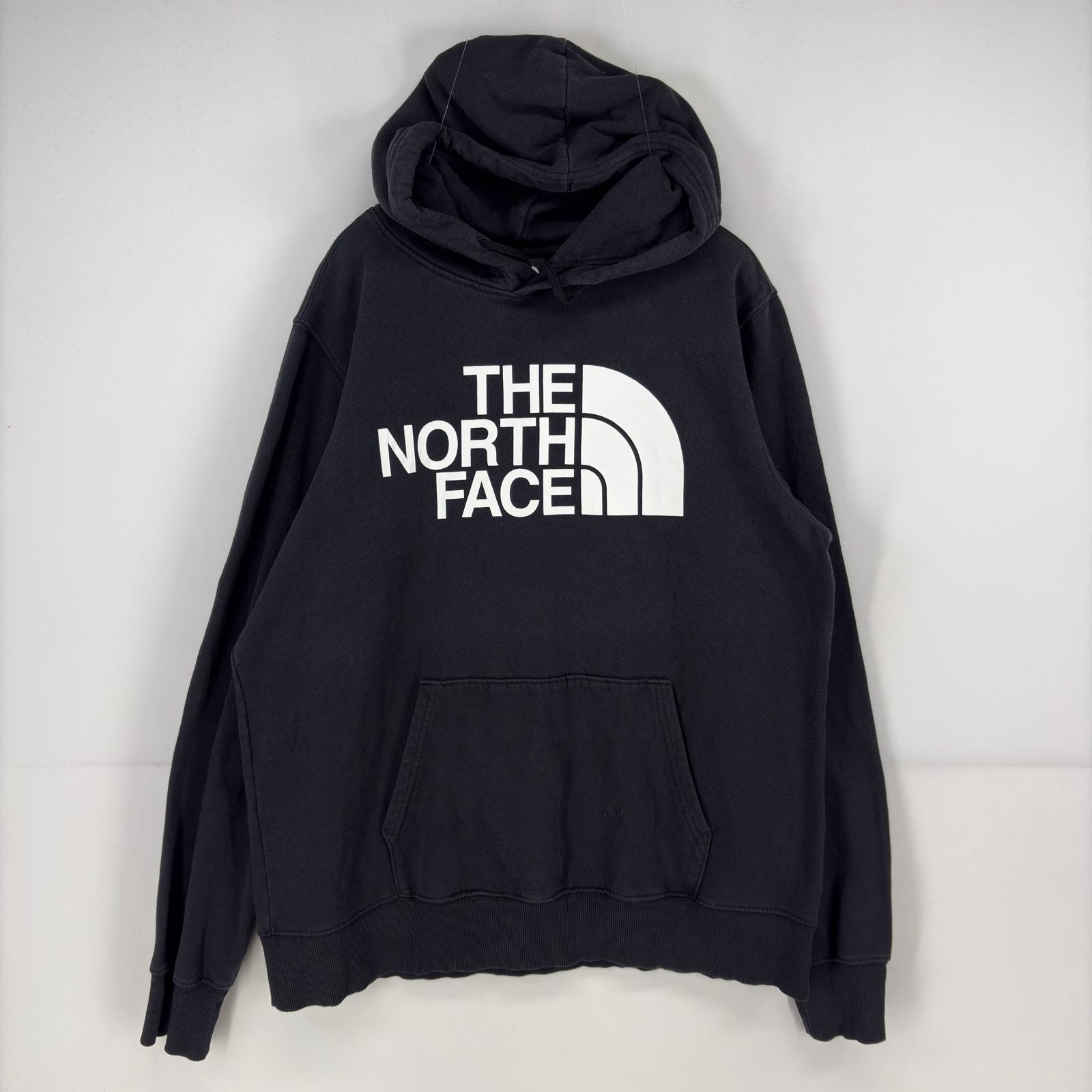 古着 ザ・ノースフェイス THE NORTH FACE パーカー スウェット プルオーバー ロゴ プリント ビッグロゴ L ブラック メンズ