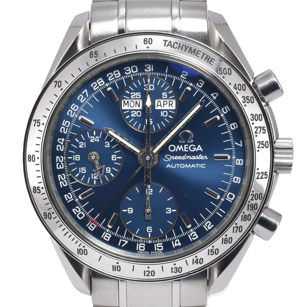 オメガ OMEGA 3523.80 スピードマスター トリプルカレンダー ブルー 自動巻き メンズ 良品 腕時計 N#149913