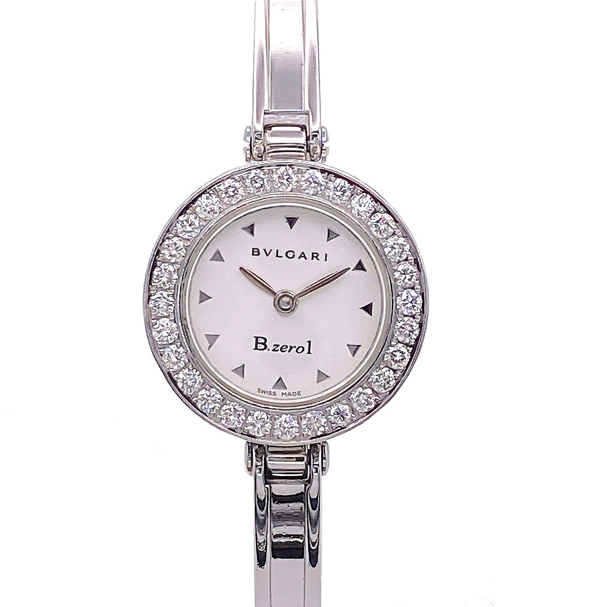 BVLGARI ブルガリ B-ZERO1 ビーゼロワン ベゼルダイヤ クオーツ 腕時計 BZ22WSDS ステンレススチール ダイヤモンド シルバー  レディース【中古】