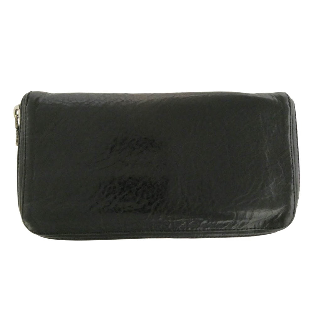CHROME HEARTS クロムハーツ(原本無) REC F ZIP PLANE プレーン ジップ レザーウォレット ブラック系【中古】